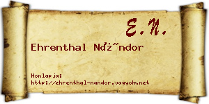Ehrenthal Nándor névjegykártya
